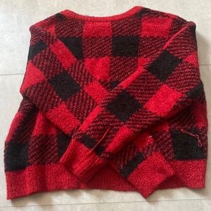 Red Plaid sweatshirt crop